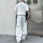Stand-up Collar Drape T-shirt Casual Wide-leg Trousers Two-piece Suit