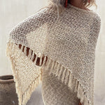 Zeagoo Women's Dolman Sleeve Fringe Knit Sweater Pullover Cape Shawl Blouse