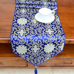 Buddha Stones Prayer Altar Flower Vajra Dragon Pattern Tibetan Auspicious Symbols Tassels Jacquard Table Runner