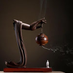 Buddha Stones Tibetan Lotus Blessing Ceramic Incense Burner Decoration