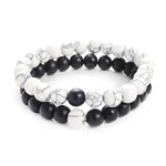 Buddha Stones 2pcs Natural Frosted Stone White Turquoise Bead Couple Bracelet