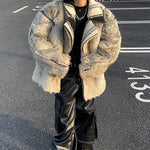 Striped Eco-friendly Fur Double-sided Plush Jacket