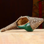 Buddha Stones Tibetan Handmade Engraved Shankha Double Dorje Buddha Conch Shell Wealth Positive Decoration