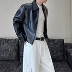 Padded Lapel Leather Jacket