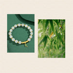 Buddha Stones 925 Sterling Silver Hetian White Jade Bamboo Luck Bracelet