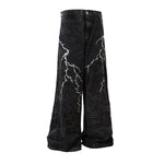 Embroidered Loose Straight-leg Jeans