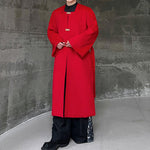 Winter Square Collar Retro Long Knee-length Woolen Coat