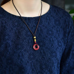 Buddha Stones One's Luck Improves Design Patern Natural Cinnabar Blessing Necklace Pendant