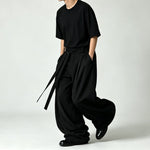 Japanese High-waist Drawstring Straps Wide-leg Casual Pants