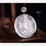 Buddha Stones Taoism Five Sacred Mountains Yin Yang Symbol Liuli Crystal Balance Necklace Pendant Key Chain