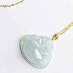 Buddha Stones Laughing Buddha Natural Jade Abundance Titanium Steel Chain Necklace Pendant
