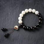 Buddha Stones Ebony YinYang Protection Bracelet Decoration