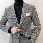 Woolen Suit Casual Slim Fit Plaid Jacket