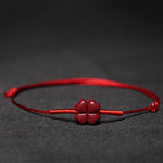Buddha Stones Handmade Plum Blossom Four Leaf Clover PiXiu Lotus Koi Fish Cinnabar Blessing Braid Bracelet