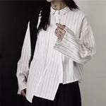 Striped Irregular Long-sleeved Shirt
