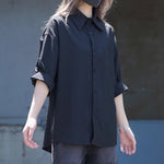 Button-down Loose Casual Black Shirt