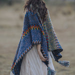 Buddha Stones Tibetan Shawl Soft Warm Knitting Cloak Winter Tibetan Tassel Scarf