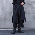 Faux Two-piece Wide-leg Asymmetrical Skirt Pants