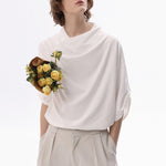 Stacked Collar Loose Solid Color T-shirt