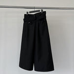 Dark Belt Cropped Wide Leg Pants