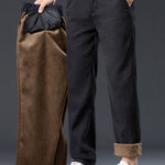 Warm Fleece-Lined Winter Straight Leg Corduroy Pants