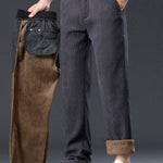 Warm Fleece-Lined Winter Straight Leg Corduroy Pants