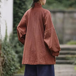 Loose Cotton Cross Front Hanfu Kimono Cardigan