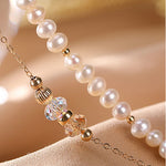 Buddha Stones 925 Sterling Silver Plated 14k Gold Natural Pearl Crystal Healing Double Layer Bracelet