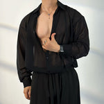 ã€�50 Shades of Blackã€‘Transparent Tulle Loose Shirt