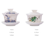 Buddha Stones White Porcelain Mountain Landscape Countryside Ceramic Gaiwan Teacup Kung Fu Tea Cup And Saucer With Lid