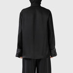Stand-up Collar Embroidered Diagonal Placket Shirt