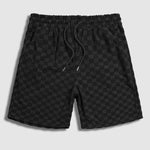 Men's terry cloth plaid crew neck T-shirt shorts set