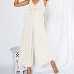 Zeagoo Women's Casual Sleeveless Hollows High Waist Bodysuit Spaghetti Strap Loose Jumpsuit Overalls