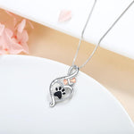 Lucky Paw Necklace with Heart, Bone & Infinity – “Always in My Heart” Pendant