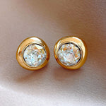 Timeless Gold Round Zirconia Earrings