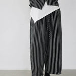 Women's Striped Elastic-Waist Casual Pants