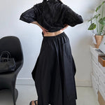 Irregular 3D Drawstring Loose Wide-leg Pants