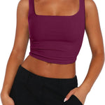 Zeagoo Square Neck Sleeveless Crop Tops