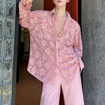 French Retro Sheer Lace Embroidered Shirt