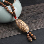 Buddha Stones Tibetan Wenge Wood Bodhi Seed Agate Balance Peace Necklace Pendant (Extra 40% Off | USE CODE: FS40)