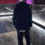 Shiny Rhinestone Chain Loose Shoulder Pad Jacket