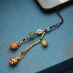 Buddha Stones Gold Swallowing Beast Family Luck Key Chain