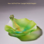 Buddha Stones Feng Shui Lotus Handmade Liuli Crystal Art Piece Home Office Offering Decoration
