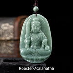 Buddha Stones Chinese Zodiac Natal Buddha Natural Jade Wealth Prosperity Necklace Pendant (Extra 30% Off | USE CODE: FS30)