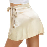 Tie Waist Self Belted Wrap Overlap A-Line Short Skirt - Zeagoo (Us Only)