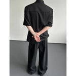 Asymmetrical Shoulder Pad Design Short-Sleeve Shirt