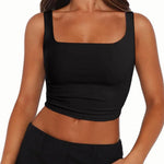 Zeagoo Square Neck Sleeveless Crop Tops