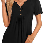 Zeagoo Tunic Tops V Neck Loose Fit Short Sleeve Shirt (DE Only)
