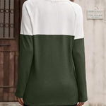 Zeagoo Women Waffle Knit Shirts Long Sleeve Colorblock Tee