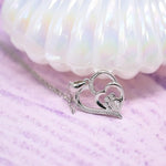 Sterling Silver Paw & Heart Necklace with Zirconia
